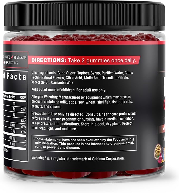 Force Factor Black Maca Gummies, Black Maca Root to Enhance Vitality in Men & Women, Increase Energy & Strength, with BioPerine for Superior Absorption, Delicious Passion Berry Flavor, 60 Gummies