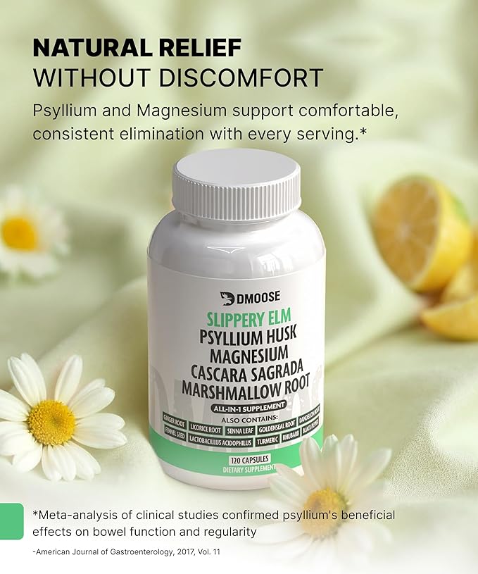 16 in 1 Slippery Elm Bark Supplement for Women & Men - Probiotic, Psyllium Husk, Cascara, Magnesium & Marshmallow Root Complex for Digestive Health & Leaky Gut Wellness - DGL Licorice Extract Capsules