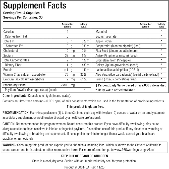 Biotics Research Colon Plus Caps Fiber Capsule, Digestive Health, Soluble, Insoluble Fiber, Laxative, Relieve Constipation, Regularity, Heart Health, Microbial Balance, Gut Flora 120 Capsules