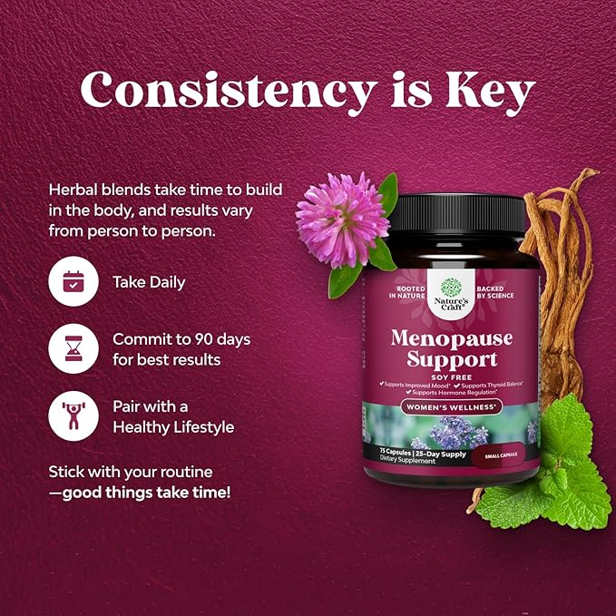 Complete Herbal Menopause Supplement for Women - Soy Free Female Hormone Balance Capsules for Night Sweats, Hot Flashes & Mood Swings with Dong Quai, Chaste Berry & Black Cohosh Root - 75 Count Pack