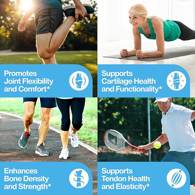 Mobility Collagen Peptides Powder - Glucosamine, Chondroitin, Hyaluronic Acid & Liposomal Vitamin C Joint Bone & Cartilage Support Grass-Fed Type I & III Keto & Paleo 28 Servings, 11.83 oz