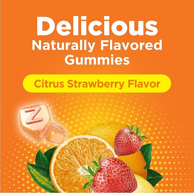 Zicam Daily Immune Support, Gummy Supplement, Zinc, Vitamin C and Vitamin D, Citrus Strawberry Flavor, 70 Count