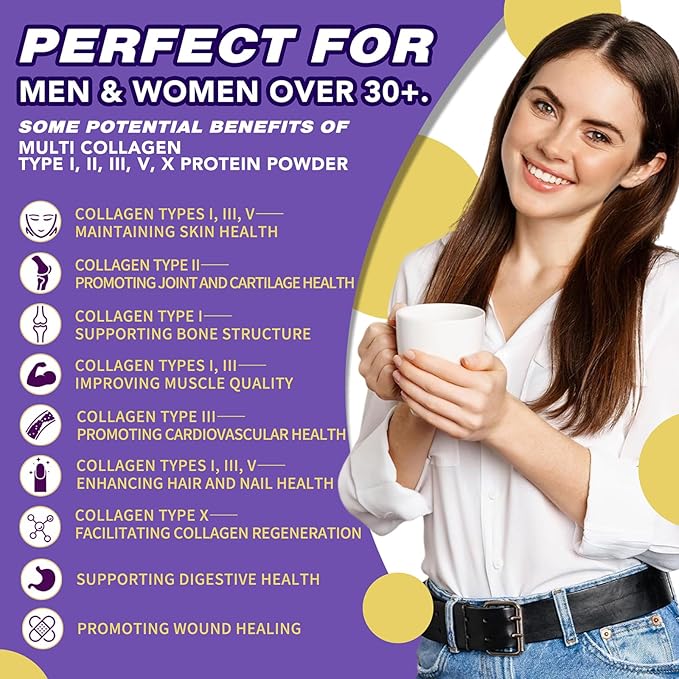 Zammex Multi Collagen Peptides, 5 Types of Hydrolyzed Collagen Unflavored Protein Powder, 60 Serving, Premium Grass-Fed Beef, Chicken, Wild Fish, Eggshell, Keto & Paleo Friendly, Easy Mix