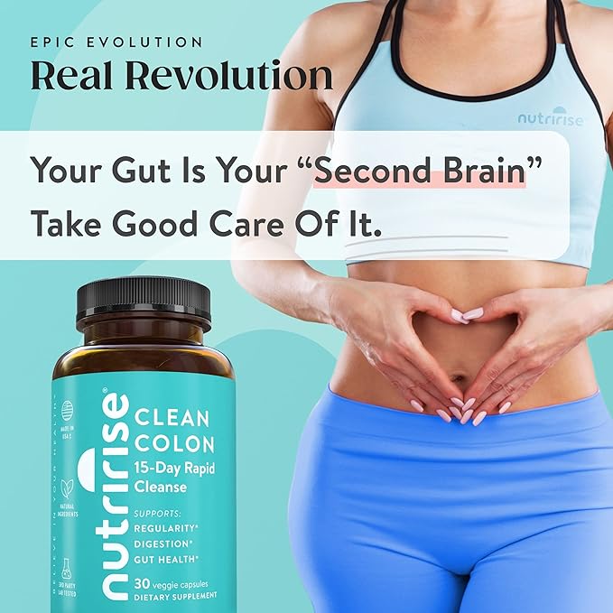 NutriRise 15 Day Quick Colon Cleanse for Gut Health - Digestive Support with Probiotics & Fiber for Constipation, Regularity & Bloating, Sugar & Gluten Free