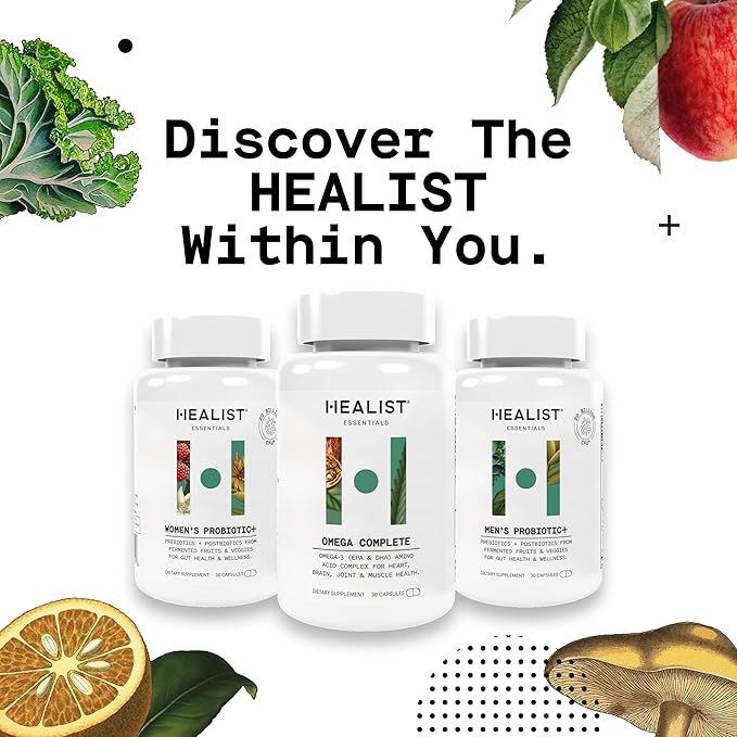 HEALIST Omega 3 - Omega DHA EPA Amino Acid Fish Oil for Heart, Brain, Eye, Cardiovascular, Skin, Muscles, Joint Health & Wellness, Gluten Free, 30 Capsules