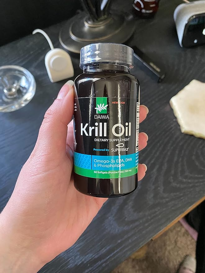 Daiwa Krill Oil 1000mg Softgels - EPA DHA Krill Oil Omega 3 6 9 with Astaxanthin for Joint, Brain and Heart Health - Antarctic Krill Oil Supplement - 60/ct