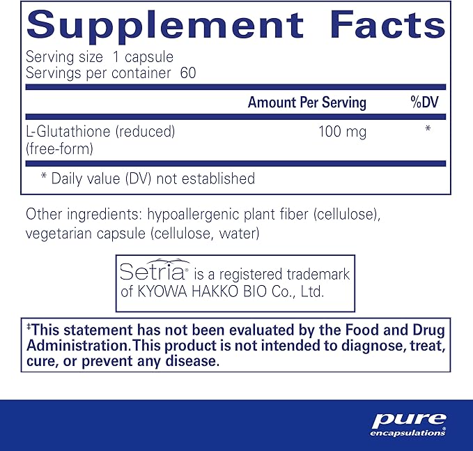 Pure Encapsulations Reduced Glutathione | Hypoallergenic Antioxidant Supplement to Support Liver and Cell Health* | 60 Capsules