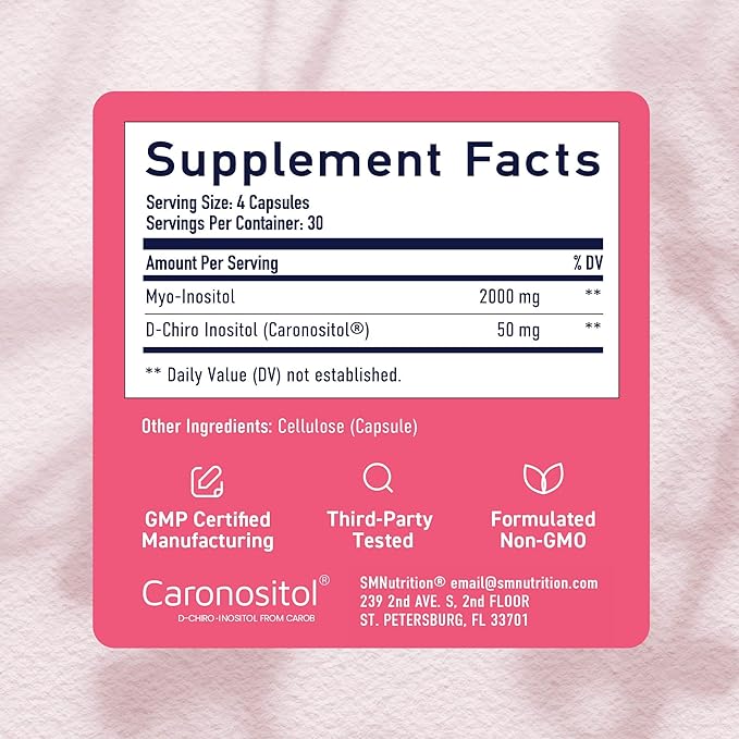 Myo-Inositol & D-Chiro Inositol for Hormone Balance for Women | Ovarian Health & Menstrual Cycle Support | Ideal 40:1 Ratio, Myoinositol 2000mg & D Chiro 50mg | Ovarian Support Vitamins | 120 Ct.