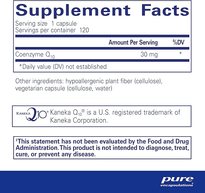 Pure Encapsulations CoQ10 30 mg | Coenzyme Q10 Supplement for Energy, Antioxidants, Brain and Cellular Health, Cognition, and Cardiovascular Support* | 120 Capsules