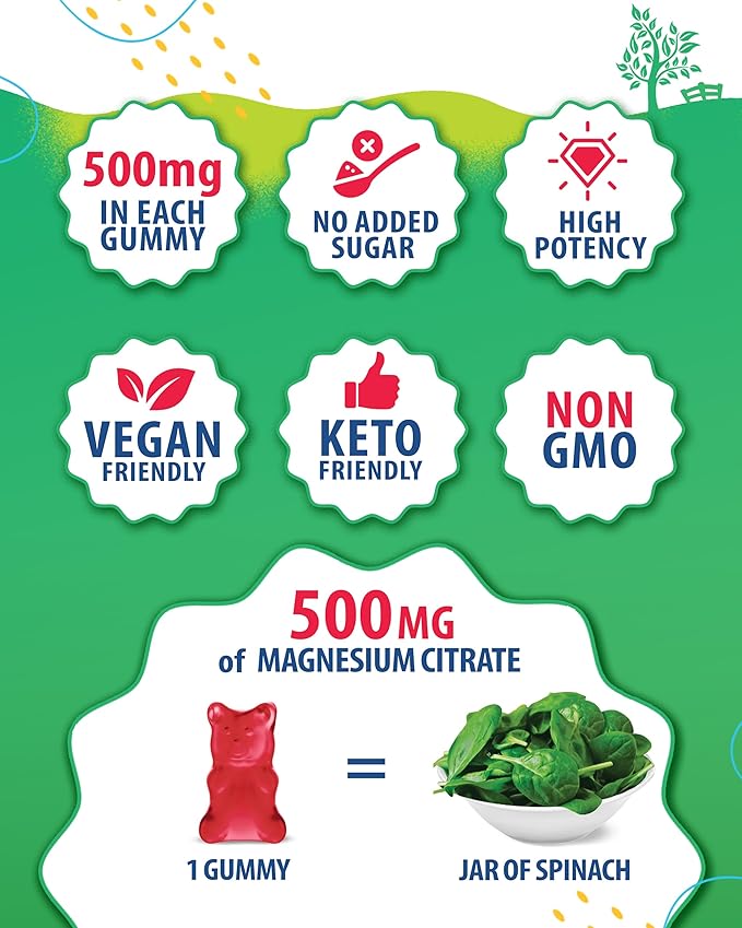 Magnesium Gummies for Kids & Vitamin D3 K2 Gummies 5000 IU - Immune & Bone Support - Sugar-Free Vitamin D Gummy Supplement - High-Absorption, Vegan, Gluten-Free Gummies for Adults