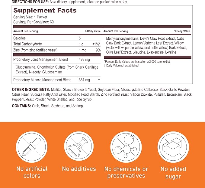 Umeken Duo Action, Infused with MSM + BCAA Herbal Formula, Chondroitin & Glucosamine Nutritional Supplements, Every Box Contains 60 Packets, Pack of 2, 2 Month Supply