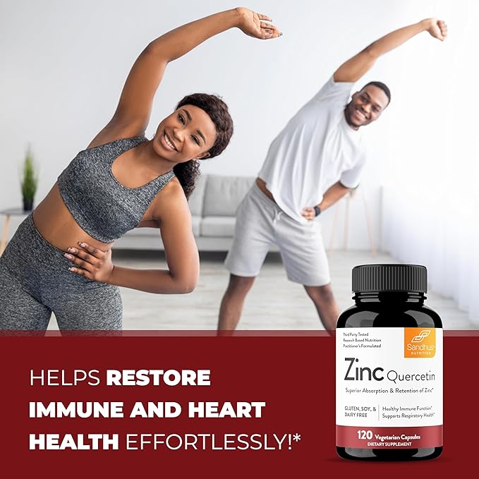 Sandhu's Zinc with Quercetin Capsules for Men & Women | Supports Immunity, Bone Health and Quality Sleep | 240 Count