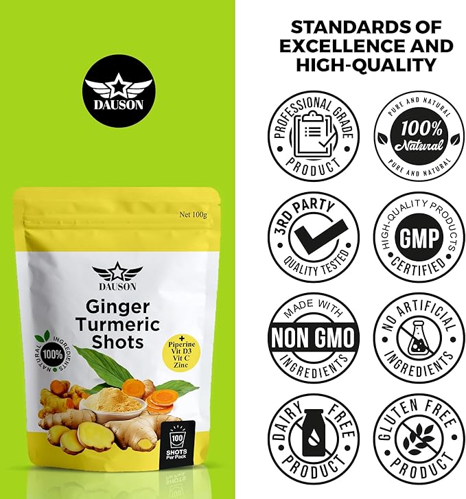 Ginger Turmeric Supplements, 100g/100 Shots of Turmeric Ginger Powder Boosted with Orange, Curcumin, Vitamin C, D & Zinc for Joint, Gut, Keto & Immune Support – Health Drink