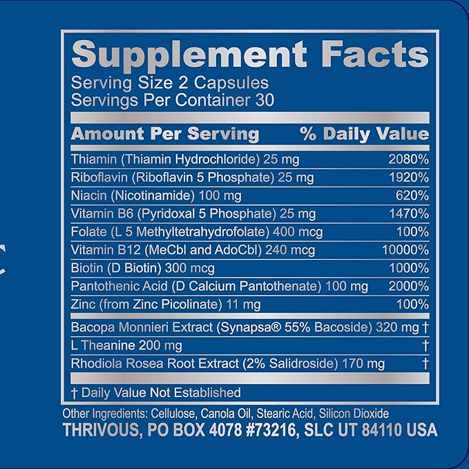 Thrivous Clarity and Serenity Stack - Enhance Memory, Focus & Mood - Enhance Relaxation & Sleep - Advanced Nootropic Supplement - Includes Clarity & Serenity - 2 Bottles - 120 Capsules