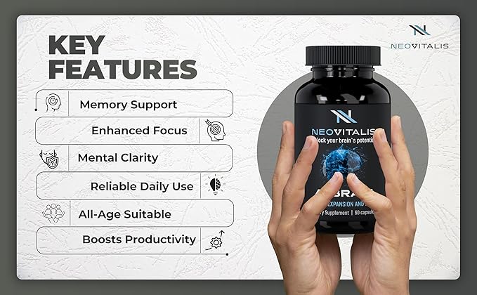 AI Brain Nootropic Supplement for Focus, Memory & Mental Clarity Improvement Capsules for Men & Women, Caffeine-Free Daily Cognitive Support with Bacopa, Alpha GPC & Vitamin B6, 60 Vegetarian Capsules