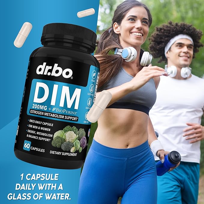 DIM Supplement for Women & Men 200mg - Androgen Estrogen Blocker for Men & Women, Hormonal Acne Pills, Hormone Balance, Menopause Support, Diindolylmethane DIM Supplement Plus BioPerine - 60 Capsules