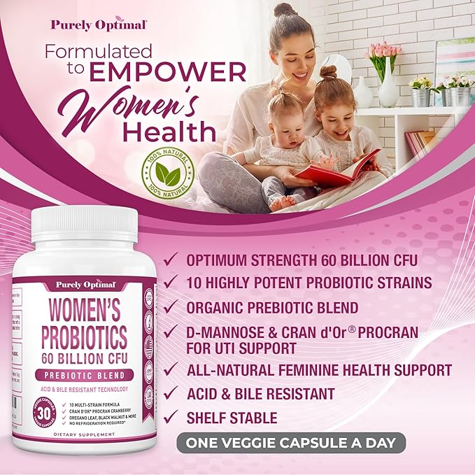 Purely Optimal Premium Probiotics (Various Types) with Organic Prebiotics & Digestive Enzymes (30 Count (Pack of 1), Unflavored)