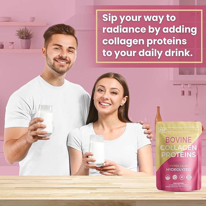 Healthy Living Proteins - Hydrolyzed Bovine - Protein Collagen Type 1 & 3 Unflavored -Collagen Powder - Grass Fed, Pastured Rasied - Bovine Peptides - Keto & Paleo - Gluten Free (Unflavored 16 oz)