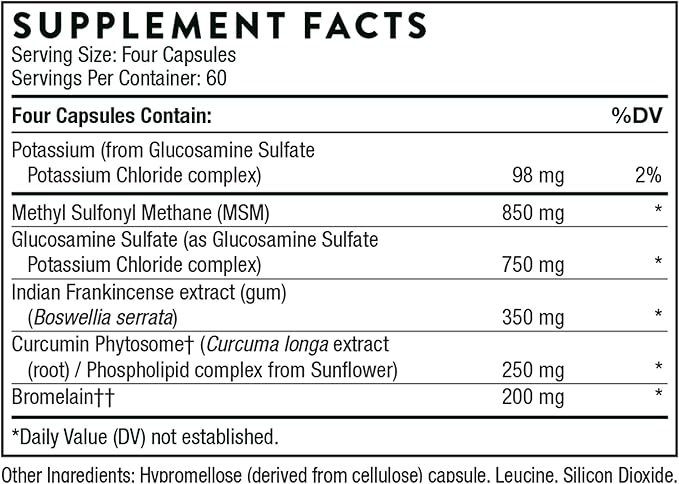 THORNE Joint Support Nutrients - Glucosamine and MSM with Curcumin, Bromelain, and Boswellia for Joint Support* - 240 Capsules