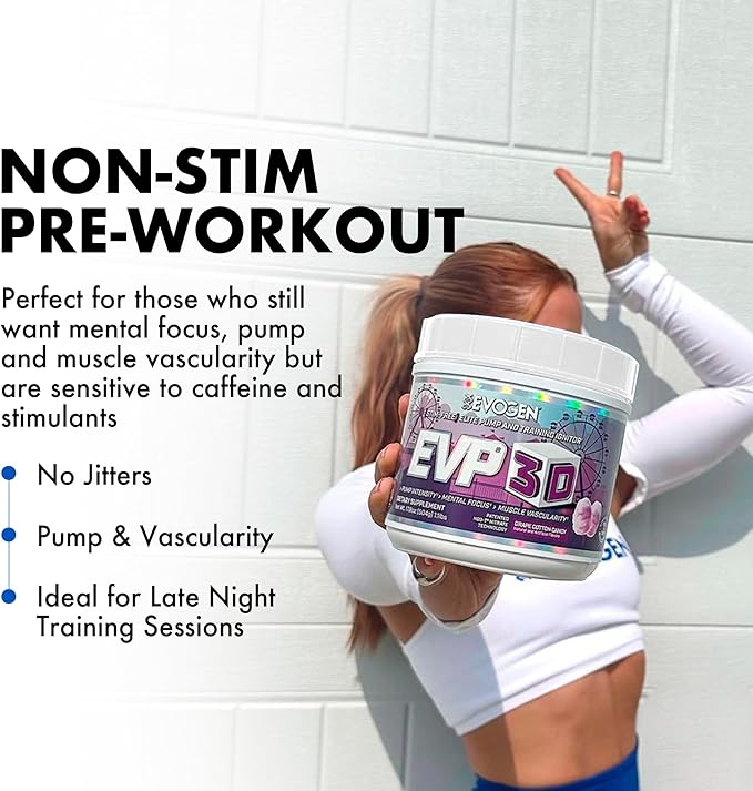 Evogen EVP-3D | Extreme Pre-Workout Pump Ignitor, Arginine Nitrate, Citrulline, Beta-Alanine, Lions Mane (Grape Cotton Candy)