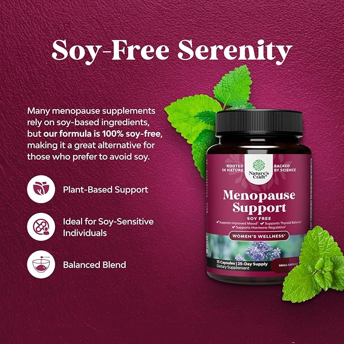 Complete Herbal Menopause Supplement for Women - Soy Free Female Hormone Balance Capsules for Night Sweats, Hot Flashes & Mood Swings with Dong Quai, Chaste Berry & Black Cohosh Root - 75 Count Pack