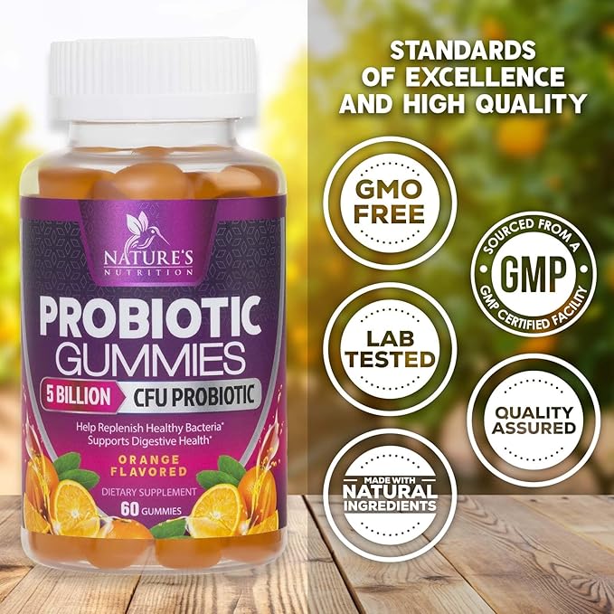 Probiotic Gummies for Women & Men's Digestive Health, 5 Billion CFU, Best Daily Probiotics Gummy for Vaginal, Immune Support & Gut Health, Supports Occasional Constipation Gas & Bloating, 60 Gummies