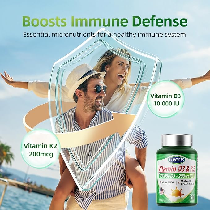 Vitamin D3 K2 Softgels, Vitamin D3 10000 IU with K2 (MK-7) 200 mcg with Coconut Oil Softgels, Easy to Swallow 2 in 1 Vitamins D & K Combo * 3 Packs (270 Counts)