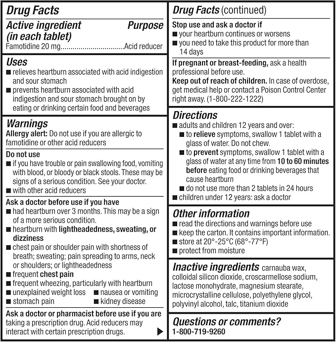 GoodSense Maximum Strength Famotidine Tablets, 20 mg, Acid Reducer for Heartburn Relief