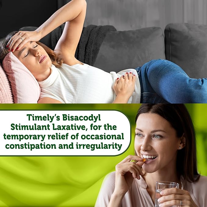Timely Laxative Bisacodyl 5mg Tablets - Stimulant Laxatives for Constipation Fast Acting & Gentle - Overnight Constipation Relief for Adults - Compare to Active Ingredients in Dulcolax - 1000 Tablets