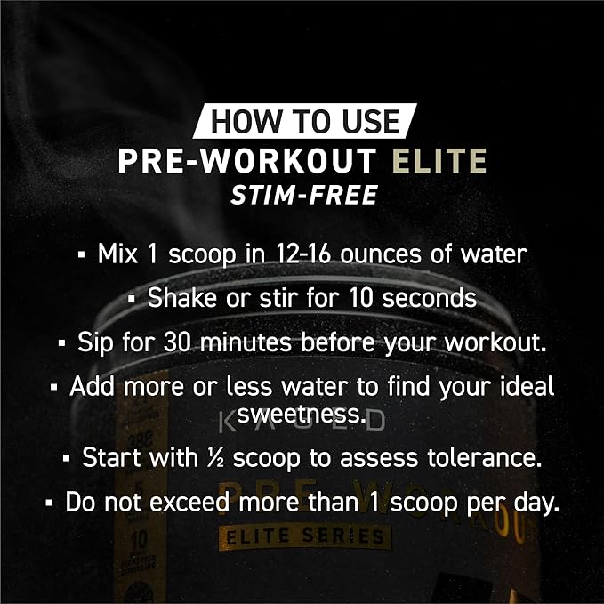 Kaged Pre Workout Powder Pre-Workout Elite Stim-Free for Men & Women, Power, Stamina, Focus, Pumps, L-Citrulline, Beta Alanine, Creatine, Caffeine-Free, Cherry Limeade, 20 Servings