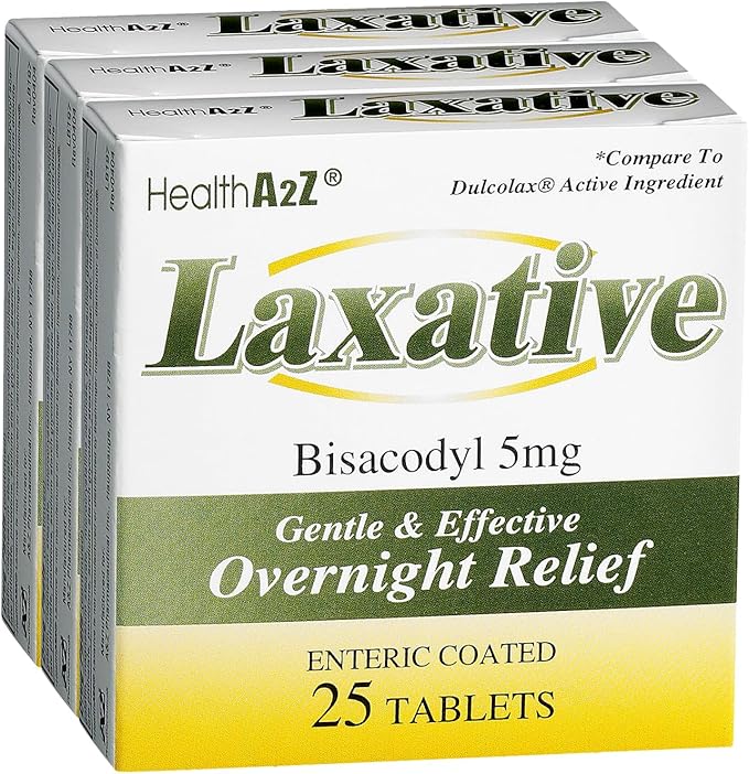 HealthA2Z Laxative Bisacodyl 5mg | Gentle and Fast Overnight Relief for Constipation (75 cout (Pack of 3))