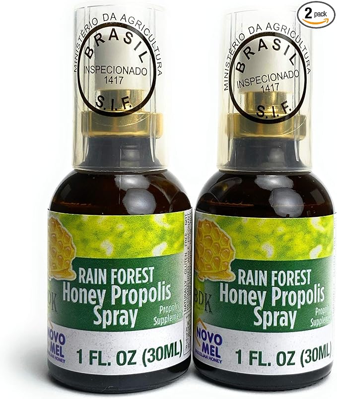 Brazilian Green Bee Propolis and Rain Forest Honey Oral Spray, 2 Bottle Pack