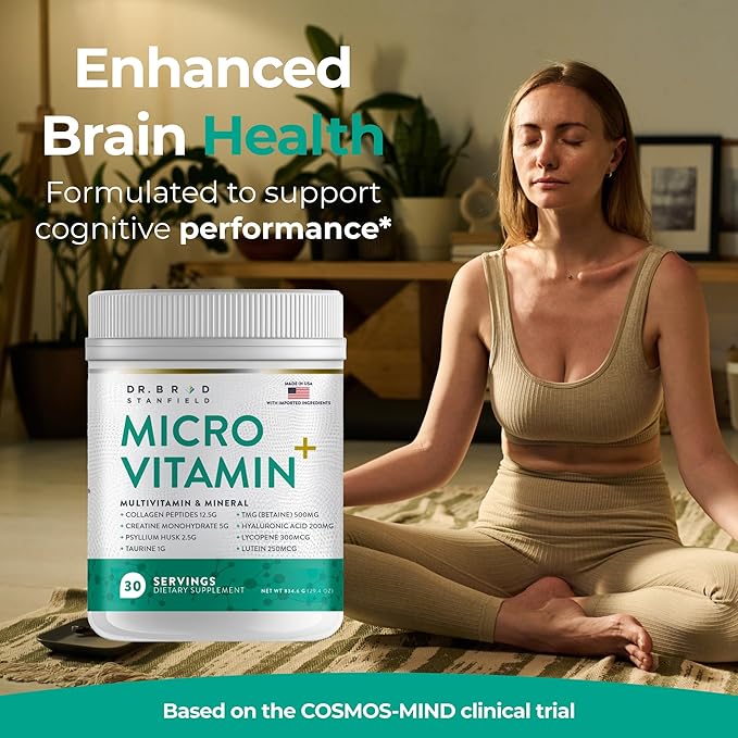 Collagen Peptides + Creatine Monohydrate + Psyllium Husk + Taurine + TMG + Hyaluronic Acid + MultiVitamin & Mineral (30 Servings, Mixed Berry)