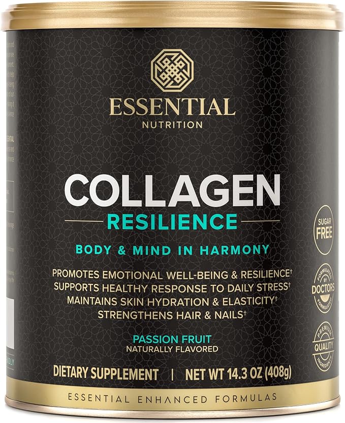 Collagen Resilience - Hydrolyzed Collagen Peptides Powder with Hyaluronic Acid, Silicon, Amino-Acids & Passion Flower Extract - Passion Fruit - 14.3 oz (30 Servings)
