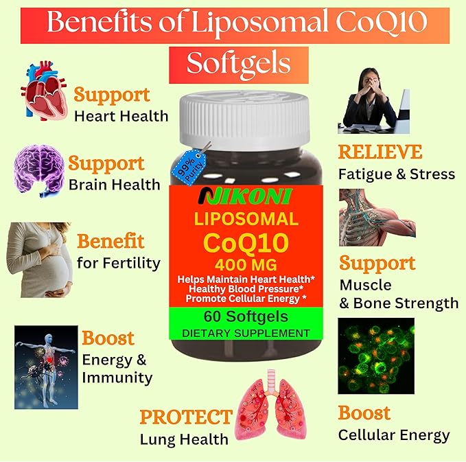Liposomal CoQ10 400 mg, Higher Absorption, Supports Heart, Brain & Energy (240 Softgels)