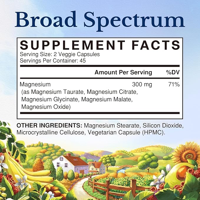 Vitalitown Magnesium Complex Supplement | 300mg Elemental Magnesium | Magnesium Citrate Glycinate Taurate Malate | Non-GMO, No Gluten, 90 Vegan Magnesium Capsules for Bone Muscle Brain Heart