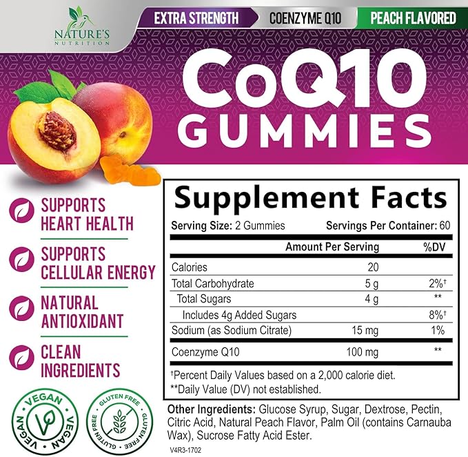 CoQ10 100mg Gummies - Coenzyme Q10 Supplement, CoQ10 Gummies Antioxidant for Heart Health Support & Energy Production, High Absorption Coenzyme Q10 Gummy Supplements - 120 Count Coenzyme Q10 Vitamins
