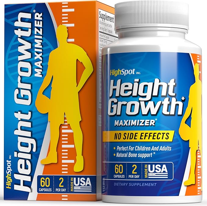 Height Growth - Height Growth Maximizer - Calcium, Vitamin D3, B1, B2 - Grow Taller Supplement - Bone Growth Supplement - Made in USA (White)