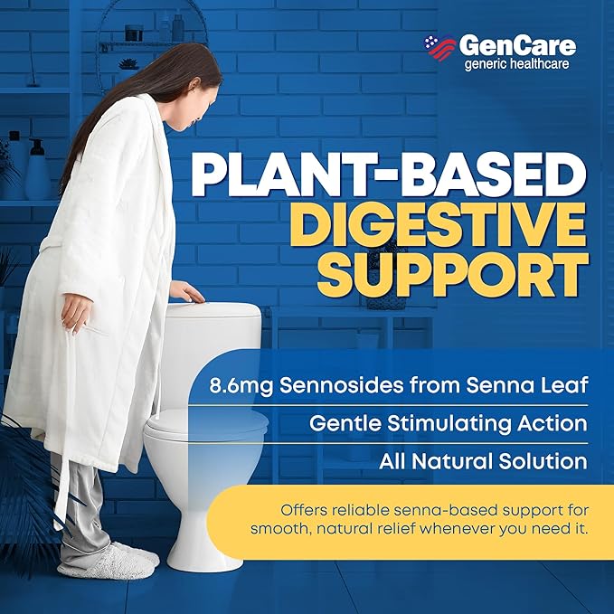 GenCare Senna Laxative 600 Tablets Senna 8.6mg Tablets with Natural Sennosides | Laxatives for Constipation, Bloating, Gas & Irregularity Relief. Safe & Effective | Generic for Senokot