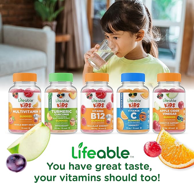 Lifeable B Complex Kids + Immune Support Kids, Gummies Bundle - Great Tasting, Vitamin Supplement, Gluten Free, GMO Free, Chewable Gummy