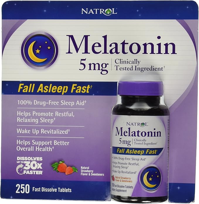 Natrol Melatonin 5 Mg, 250 Fast Dissolve Tablets Strawberry Flavor