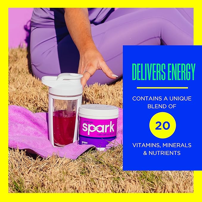AdvoCare Spark Vitamin & Amino Acid Supplement - Focus & Energy Drink Powder Mix with Vitamin A, B-6, C & E - Also Includes L-Carnitine & L-Tyrosine - Grape - 10.5 oz