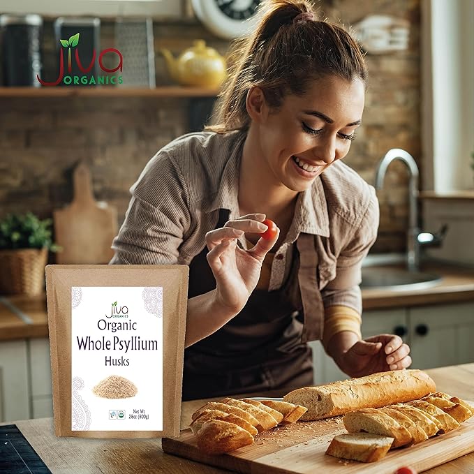 Jiva Organics Whole Psyllium Husk (Isabgol) 1.75 LB (28 Oz) Jumbo Bag - Non-GMO, Unflavored - Keto Friendly, Soluble Fiber
