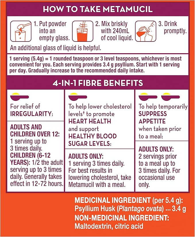 Metamucil Smooth Texture Fibre, Unflavoured - Sugar Free, 660g,Powder,14256 units