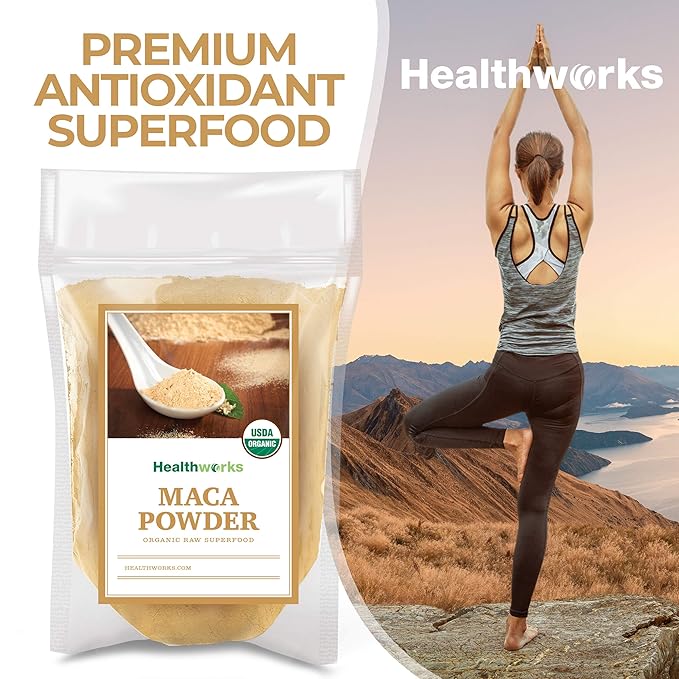 Healthworks Superfoods Organic Maca Powder Raw - 32 Oz / 2 Lbs - Certified Organic Flour Use - Keto, Vegan & Non-GMO - Premium Peruvian Origin - Breakfast, Smoothies, Baking & Coffee - Antioxidant