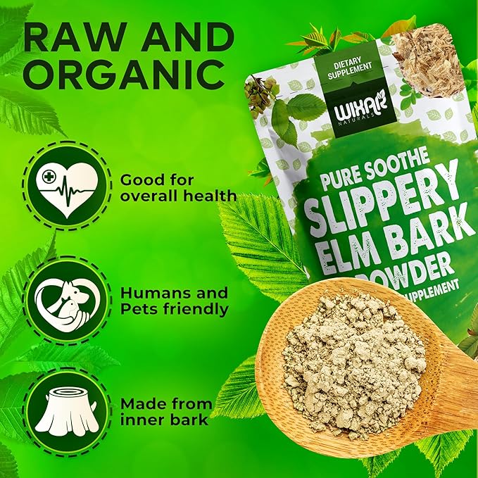 WIXAR Slippery Elm Bark Powder - Soothe Digestive Health, Sore Throat, Acid Reflux - Made from Inner Bark, Natural & Gluten-Free Blend, GMO-Free, Vegan Friendly - Herbal Supplement Powder - 5oz