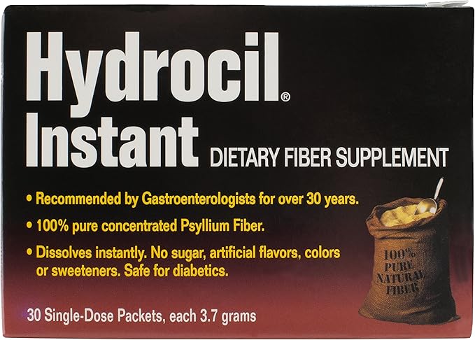 Dietary Fiber Supplement, Psyllium Husk Powder, 30 Single-Dose Packets