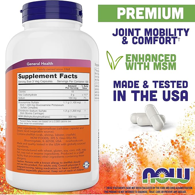 Now Glucosamine & Chondroitin with MSM, 300 Capsules