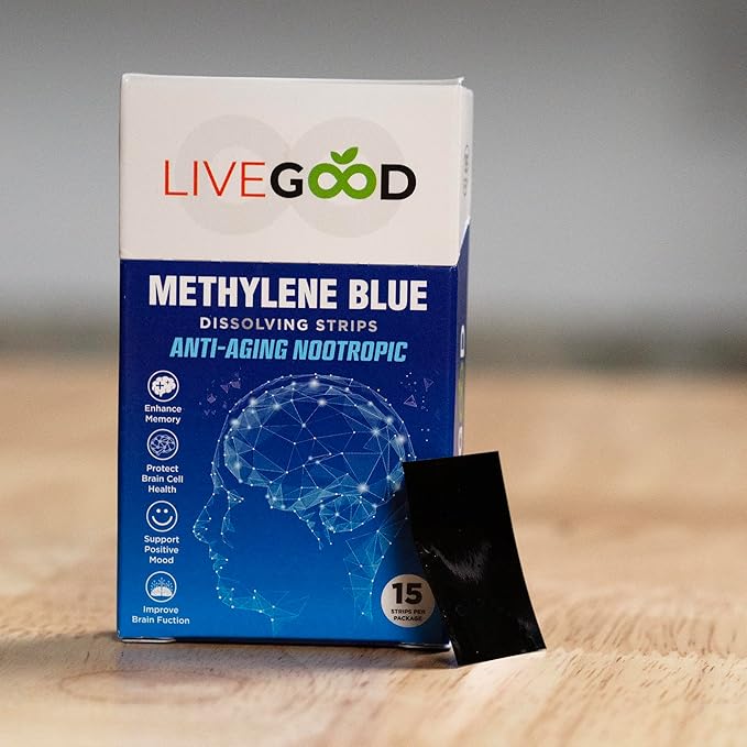 LIVEGOOD™ Methylene Blue Nootropic – Dissolving Strips for Maximum Absorption, Helps Promote Focus & Cognitive & Brain Health, Third Party Tested, 15 Strips