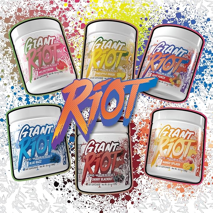Giant Riot Pre-Workout Powder (30 Servings, Cherry Blackout)